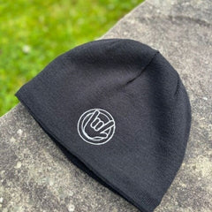 product black knit beanie for keeping head warm unisex all ages uk