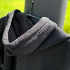 double fabric hood for extra warmth black hoodie